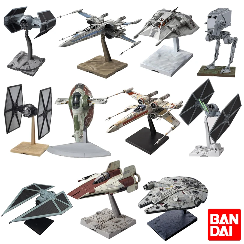 Bandai Star Wars X-Wing Starfighter TIE Striker AT-ST AT-AT SLAVEI Tie Fighter Anime Assembly Model Collectable Toys Gift