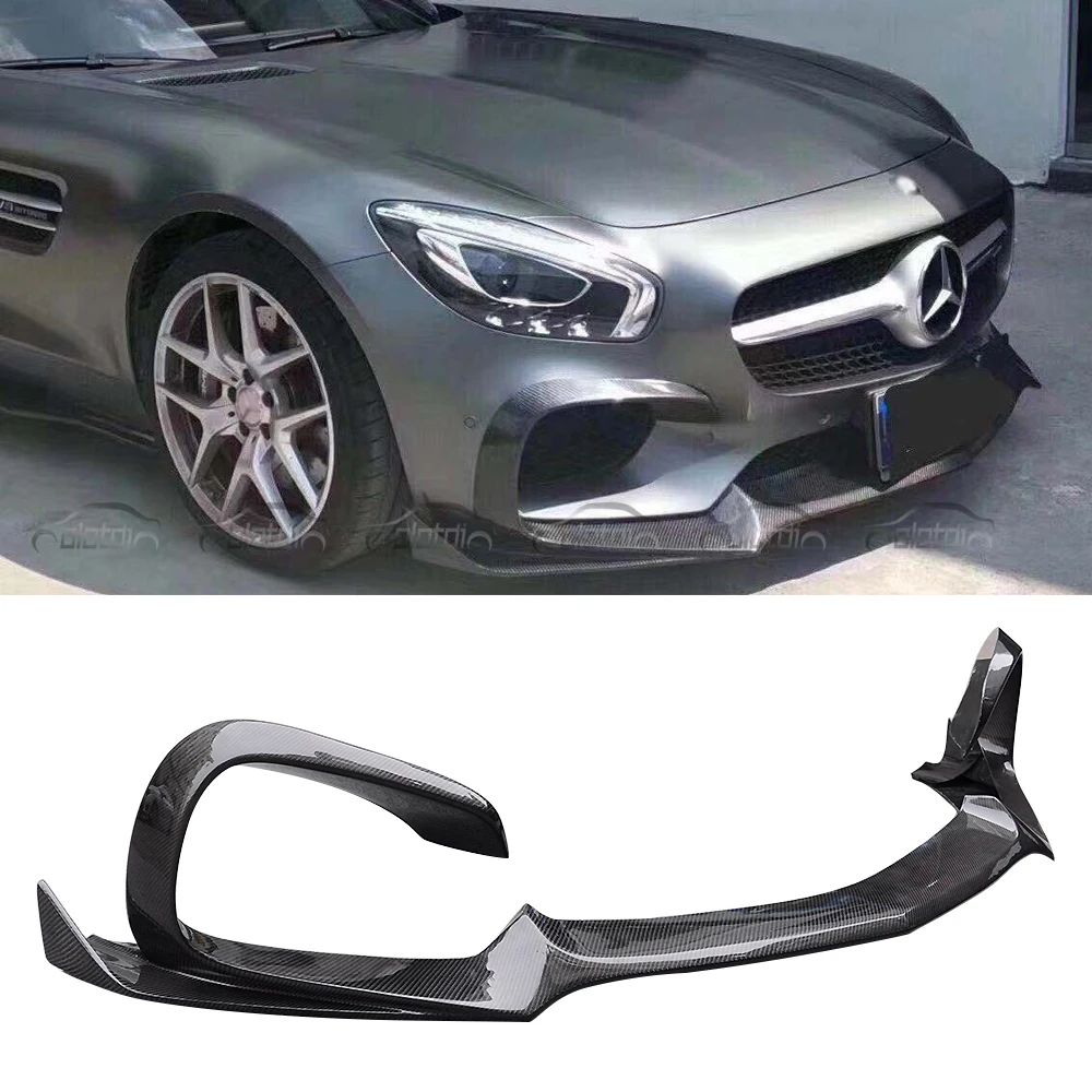 

OLOTDI Car Tuning Real Carbon Fiber R style Car Front Lip Bumper Spoiler Racing Splitter for Mercedes-Benz C190 AMG GT GTS