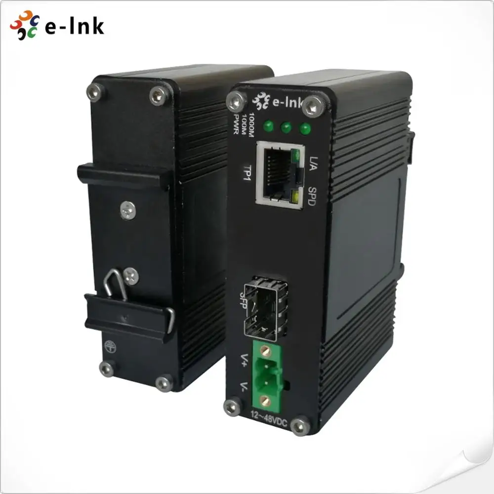 Промышленный медиа конвертер с 10/100/1000Base T на 100/1000Base X SFP Ethernet входом 12 48