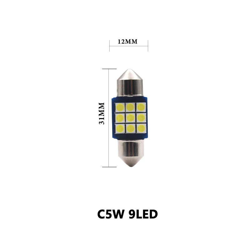31MM 1 шт. Canbus C5W W5W T10 светодиодный 31/36/39/41 мм 3014 9/15/18 светодиодный ошибок интерьер чтение светильник габаритные лампы авто бампер плиты Lamp12V - Испускаемый цвет: 31MM