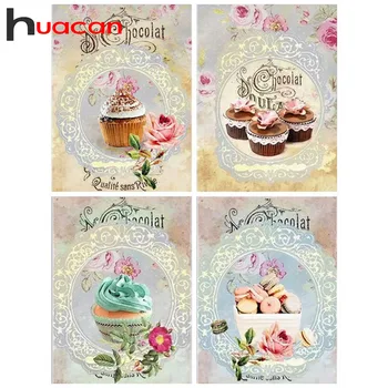 

Huacan Square Diamond Painting With Stones Cake Diamond Embroidery Full Display Dessert Home Decoration Accessories Wall Art