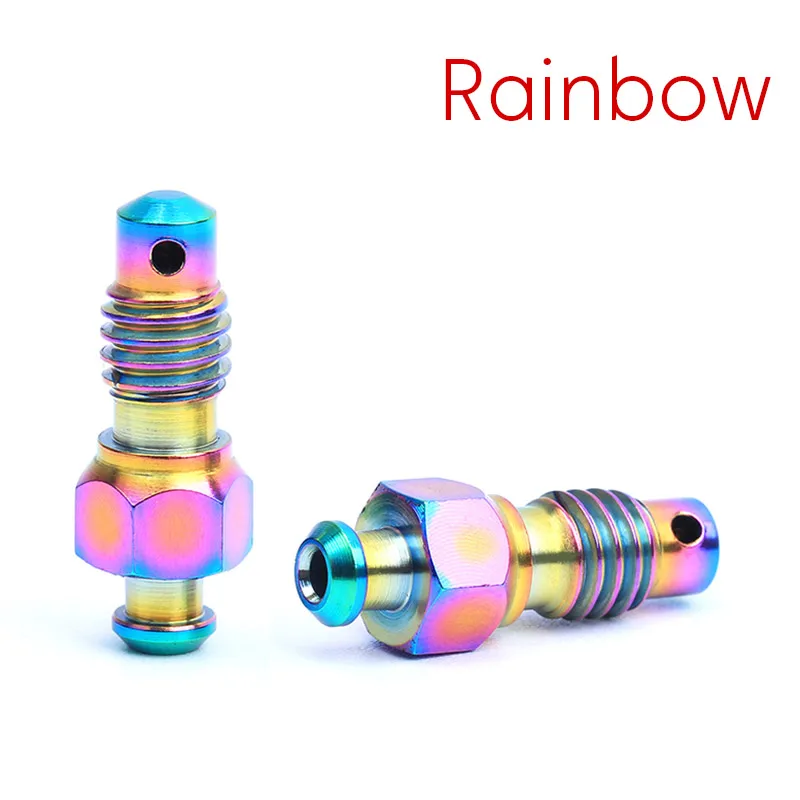 Rainbow RISK 2pcs/lot M6*11mm Titanium Alloy Bicycle Brake Exhaust Bolts for Mountain Bike Hydraulic Disc Exhaust Cycling Brake Clip - Цвет: Rainbow