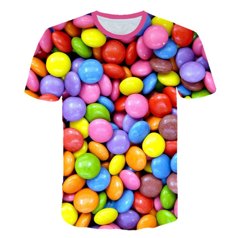 

Funny 3d Printed T shirt Unisex Summer Sugar Pattern Short Sleeve Women Men Streetwear Colorful Fruit Candy T shirt 2XS-4XL