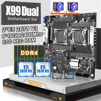 

JINGSHA X99 Dual Motherboard Set with 2pcs XEON E5 2678V3 Processor 4pcs 16GB DDR4 2400MHZ ECC REG RAM And CPU Fan 8-Channel