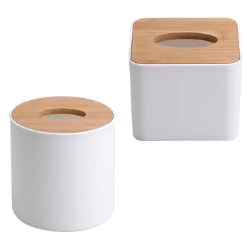 

Bamboo Wood Tissue Box Custom Car Living Room Napkin Tray Box Storage Plastic Multi-functional Japanese Style Roll Paper Tube