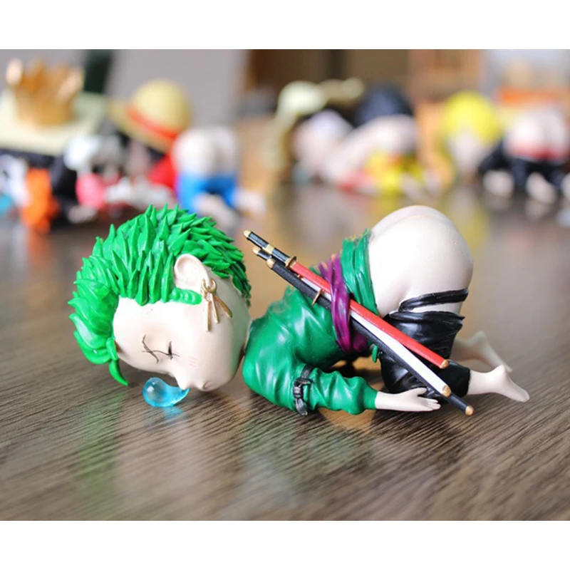 

HOT Anime Toy model One Piece Raise butt up sleeping Luffy Zoro Chopper Sanji Usopp Nami Action Figure desktop ornament Toy gift