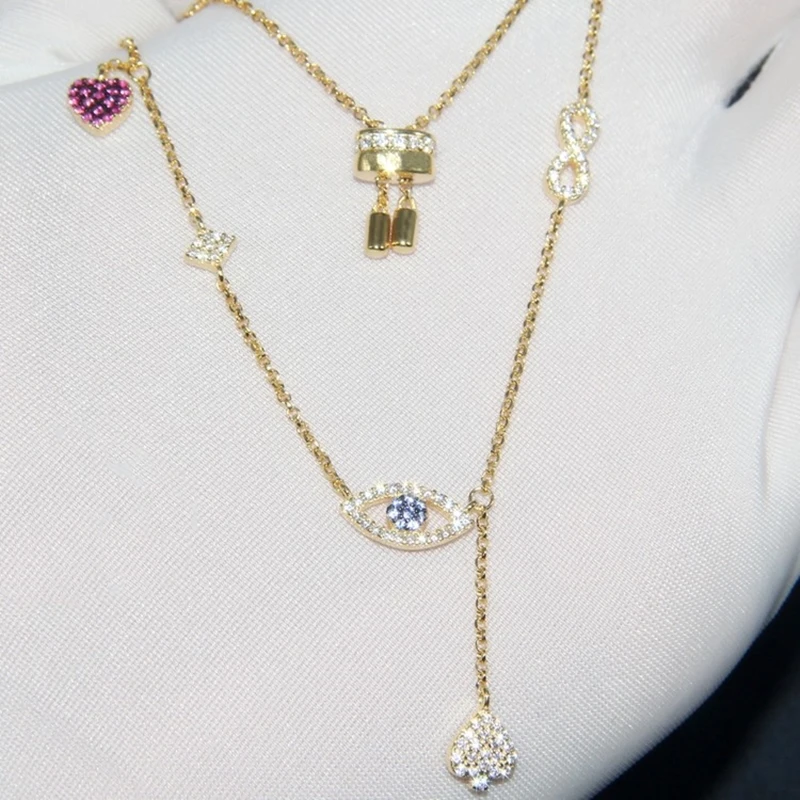 Женские вечерние велирные украшения из серебра 925 пробы с 8 цифрами|eye necklace|chain
