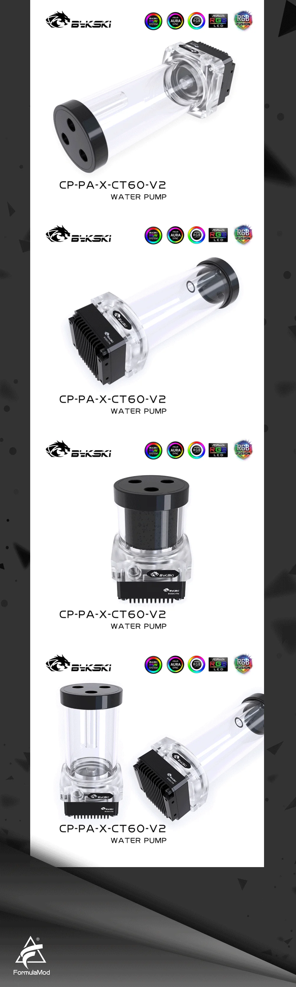Bykski CP-PA-X-CT60 / CP-PA-X , Pump-reservoir Combination , 10W Pump With Lighting Max Flow 300L/H Max Head 3M  