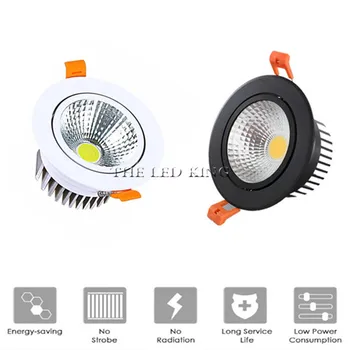 

Dimmable Circular Anti Glare COB LED Downlights 9W/12W LED Ceiling Spot Lights Warm Cold White Background Lamps Indoor Lighting