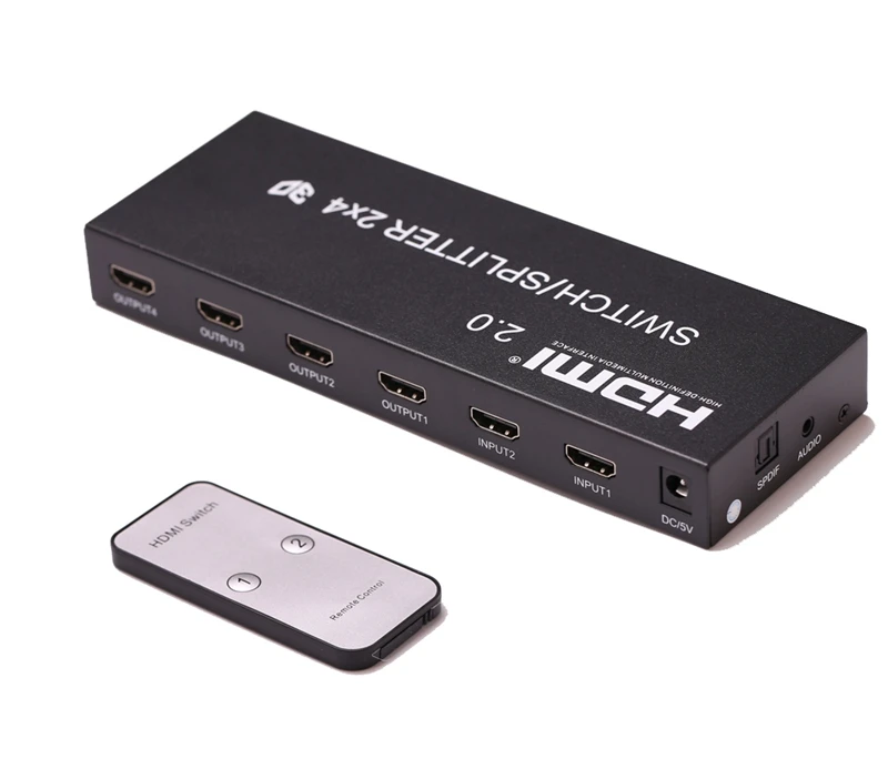 4K 60Hz HDMI 2,0 2 в 4 переключатель сплиттер 2x4 SPDIF 3,5 мм аудио экстрактор конвертер адаптер дистанционное управление 3D 1080p DTS AC3