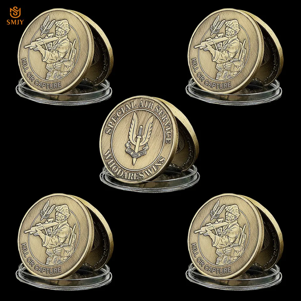 

5PCS USA Whodares Wins Kill Or Capture Special Air Service Military Bronze Challenge Token Coin Collectible Holiday Gift