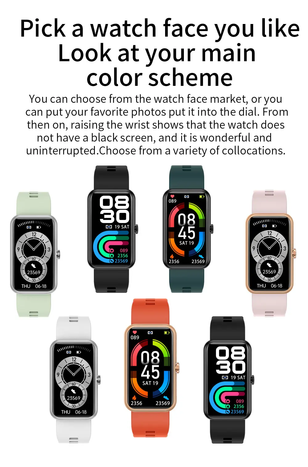 2021 Women Smart Watch For Huawei Smart Bracelet Sport Fitness Men Smartwatch Heart Rate IP68 Waterproof for Ladies Smart Band 6