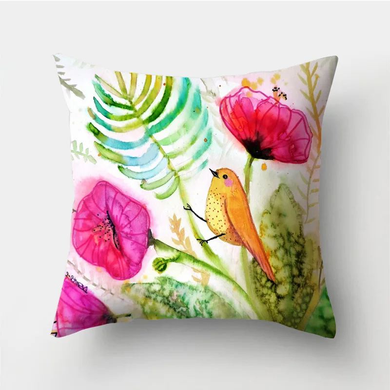 Classic Retro Plant Printed Cushion Cover Square Sofa Pillow Cover Christmas Throw Pillow Case Car Seat Cushion Case 45x45cm - Цвет: 12