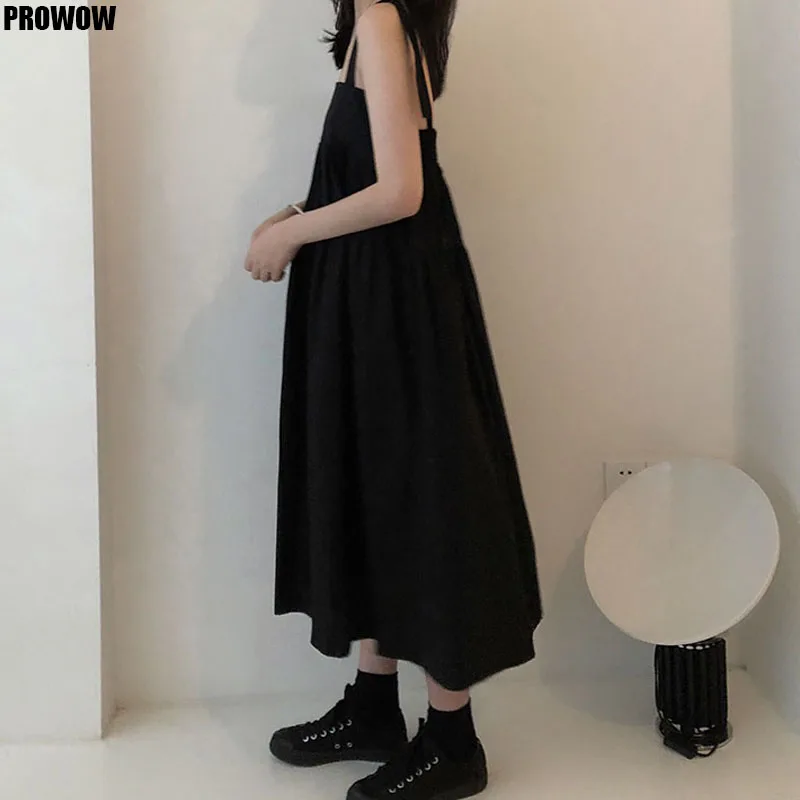2020 Summer Long Dress Women Korean Ins Sexy Suspender Dress Retro New Lattice Loose Without Sleeve Dressse Female Sundress