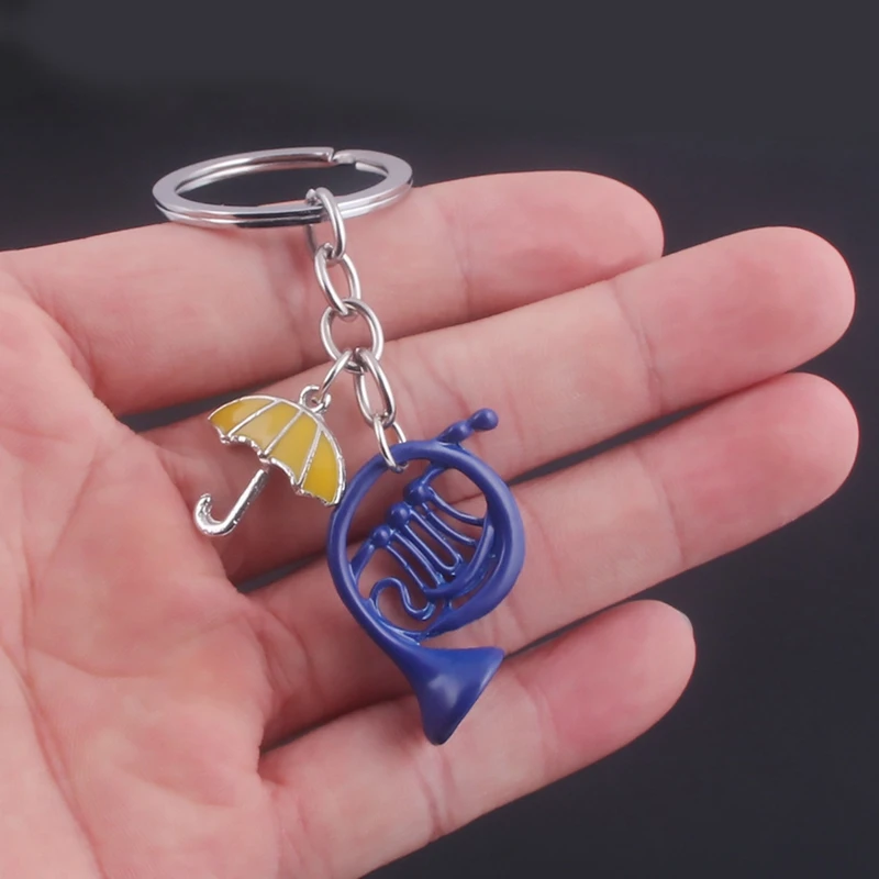 Új 1pcs Hogy s mint plasticine Találkozik Ami a tied Édesanya Kék szín Francia Szarv kicsi Elsárgul Ernyő kulcs Porond keychain számára szerelmeseinek