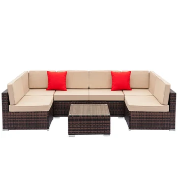 

Rattan sofa 7 piece modular sofa 2 pieces corner sofa 4 pieces single sofa 1 piece coffee table