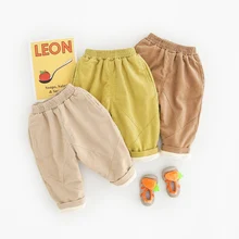 Штаны для девочек зимние вельветовые штаны для малышей Детская Одежда для новорожденных, утепленные вельветовые штаны года детские длинные штаны S10374