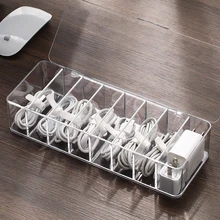 

Storage Transparent Desktop Charging Cable Storage Box Mobile Phone Charging Earphone Organizer Makeup Container Декор Для Дома