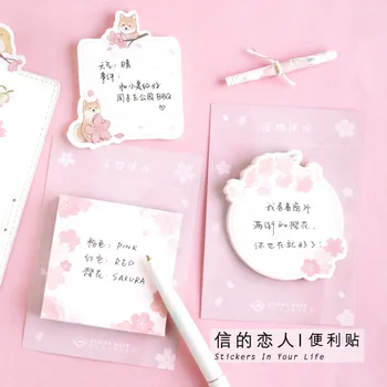 

Kawaii Memo Pad Bookmarks Creative Cute Cherry blossoms Sticky Notes Posted It Planner Stationery School Supplies Paper Stickers