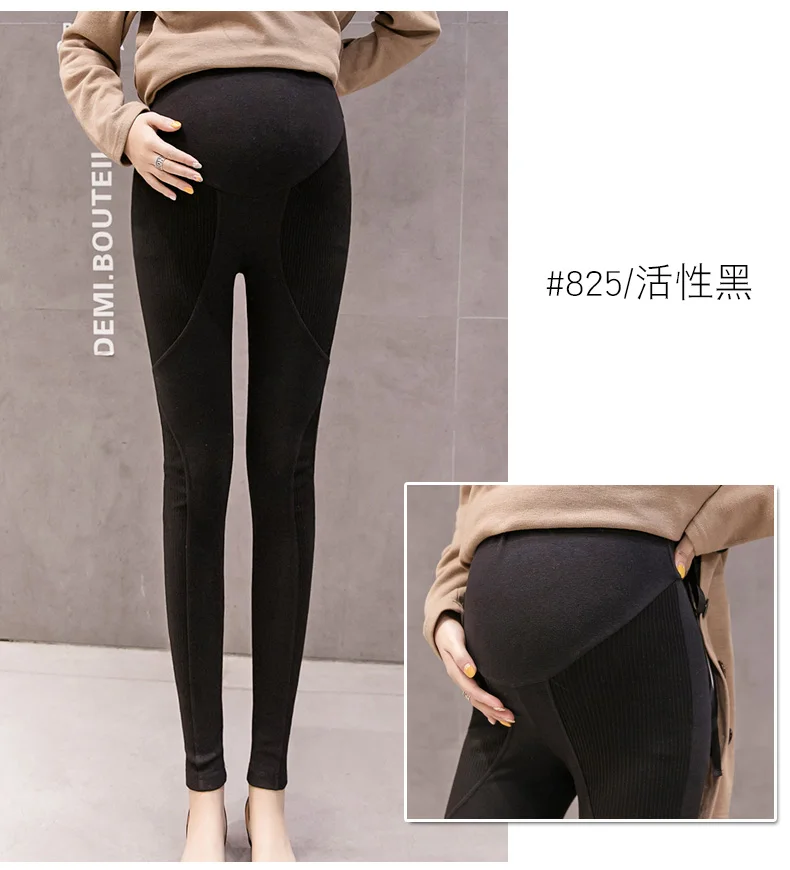black plus velvet Бархатные Леггинсы для беременных, зимняя одежда для беременных, уплотненная одежда для талии, брюк, штанов, одежда E0097 - Цвет: black plus velvet