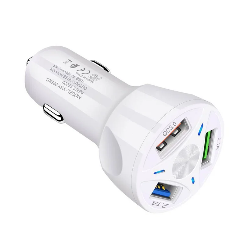 NOHON Quick Charge 3,0 Автомобильное зарядное устройство для iPhone 11 Pro Max XS XR 8 автомобильное usb-устройство для зарядки телефона для samsung gps Быстрая зарядка 3 usb-порта - Тип штекера: White