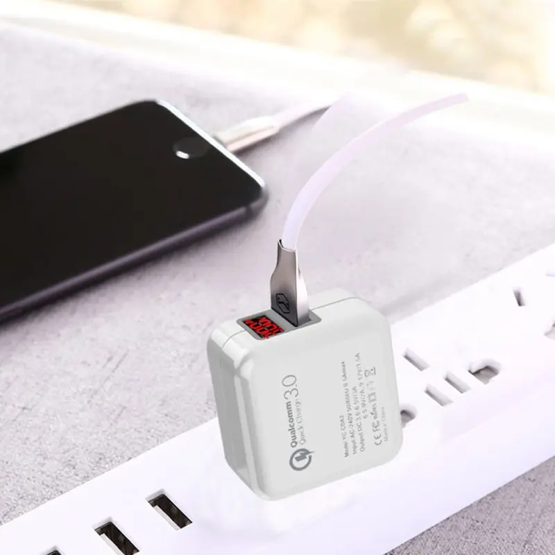 США ЕС 18 Вт Быстрая зарядка 3,0 USB быстрое зарядное устройство смарт-Дисплей для мобильного телефона планшета