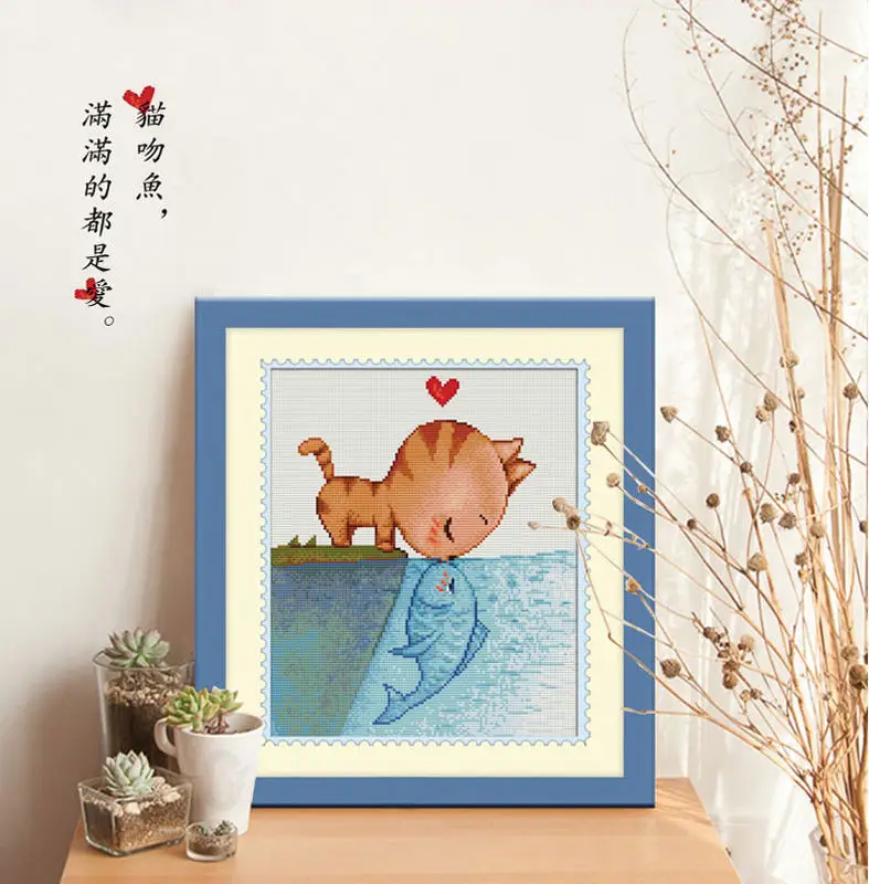 

Diamond Painting Full of Crystals Cat wen yu Cross Stitch New Style Living Room Cartoon Animation Children Bedroom Stick-on Crys