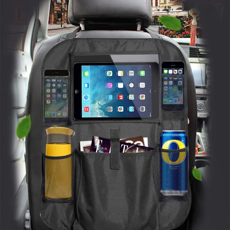 Car Backseat Storage Organizer Car Seat Back Protectors with Clear 10 inch Tablet Holder and Storage Pockets Back seat Organizer