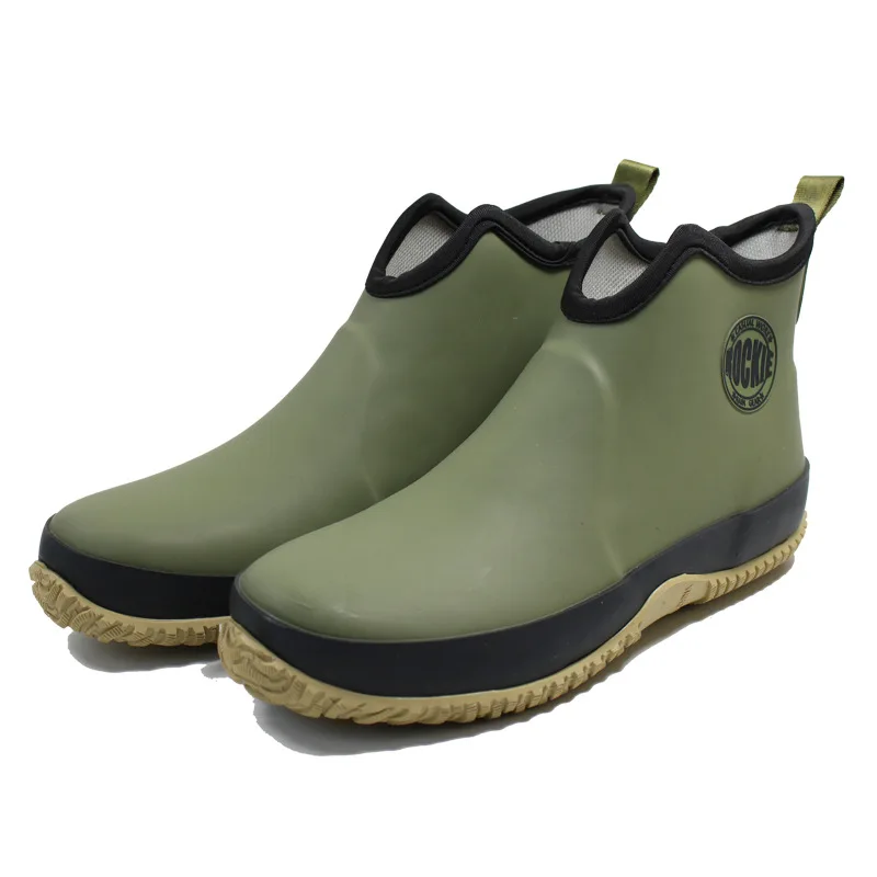 Men's Slip-on Rain Boots Waterproof Rubber Ankle Outdoor Light Casual Fishing Students Shoes Male Short |