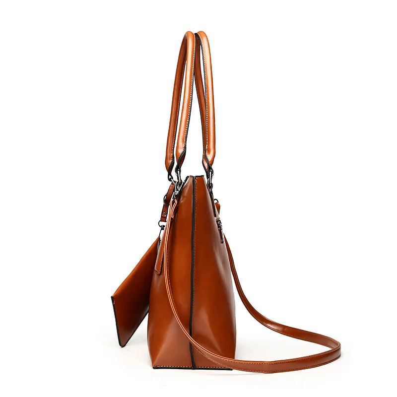 

2018 New Style PU Handbag Europe And America Fashion Women's First Layer Oil Wax Leather Large Bag Trend Shoulder Bag/ Hand Bag