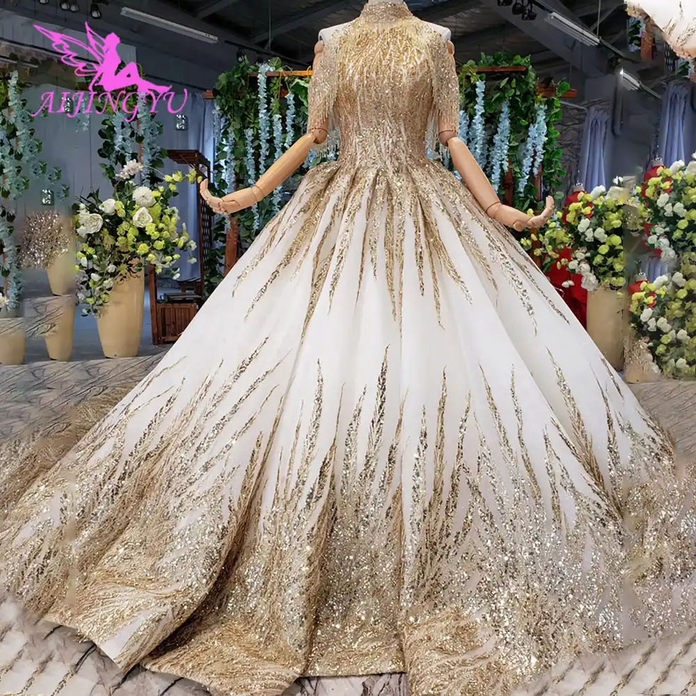 Aijingyuウェディングドレスの女性の花嫁のためのデザイナーとスリーブインド花嫁衣装の結婚ドレス花嫁 Wedding Dresses Aliexpress