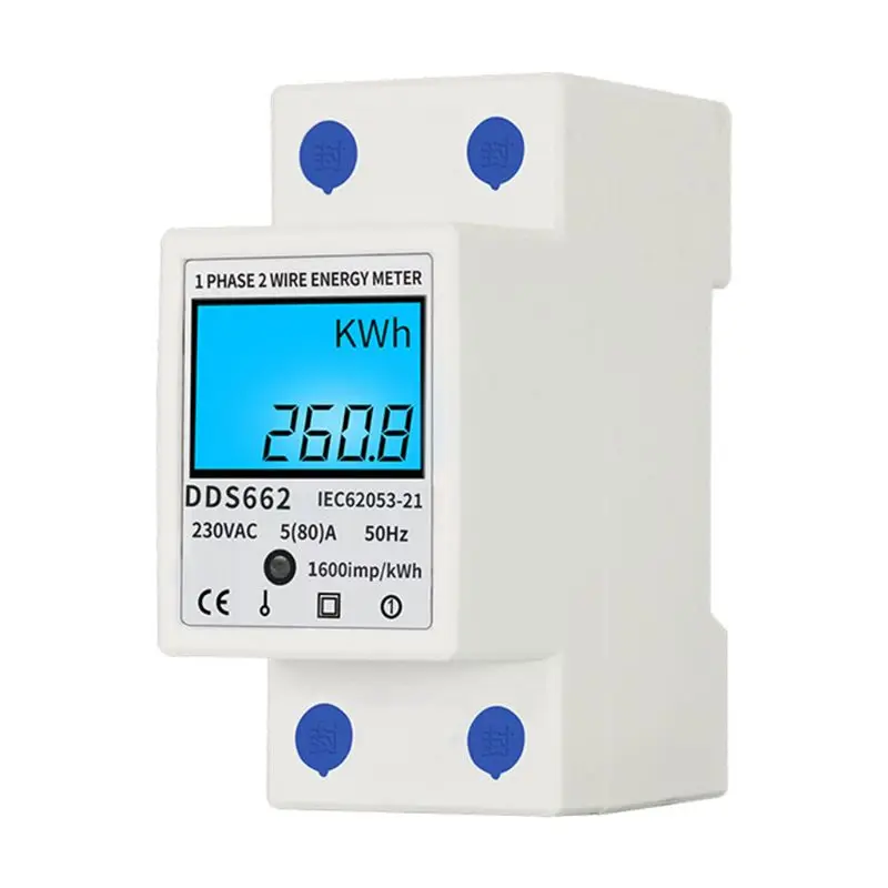 Lcd Digital Power Consumption Meter Single Phase Energy Meter Watt Kwh