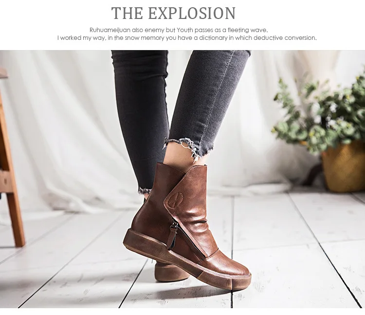 high quality genuine leather boots women lace up autumn winter ankle boots for women platform high heels boots 567y