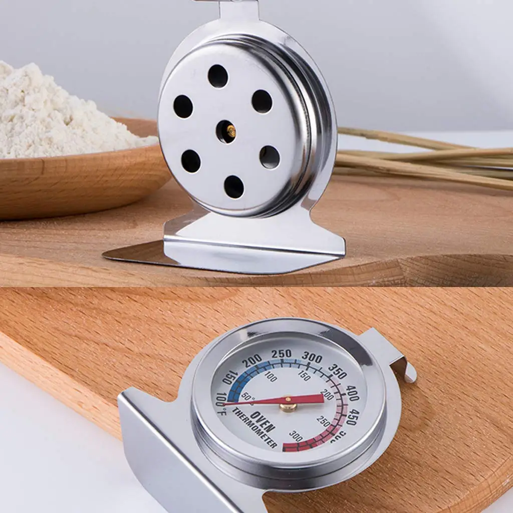 2pcs/pack Dial Kitchen Oven Thermometer Hanging Stainless Steel Grill Smoker Thermometer For Food Cooking Baking Roasting BBQ