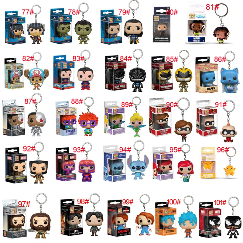 FUNKO POP 10 шт./лот 50 шт./лот 100 шт./лот Марвел, Мстители, паук Loki Grootted Wonder Woman фигурки брелок игрушки