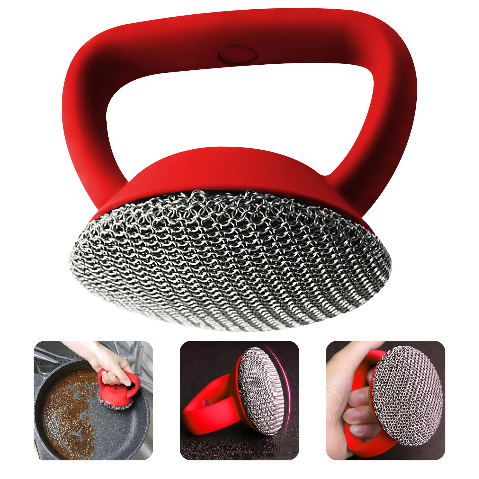 Stainless Steel Chainmail Brush Strong Cleaning Oven Scrubber with