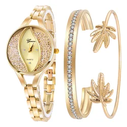 Reloj de cuarzo para mujer, conjunto de pulsera con diamantes, moda popular, 2021