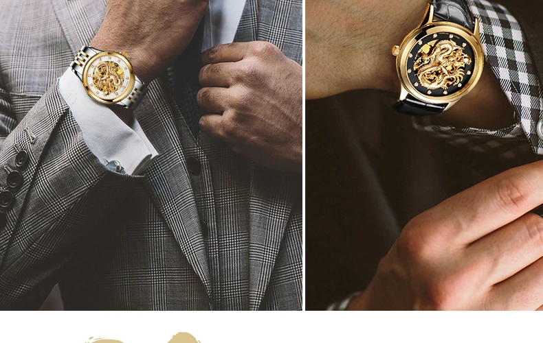 AESOP роскошные золотые автоматические механические часы, китайские мужские часы с драконом, мужские сапфировые наручные часы, мужские часы, мужские часы