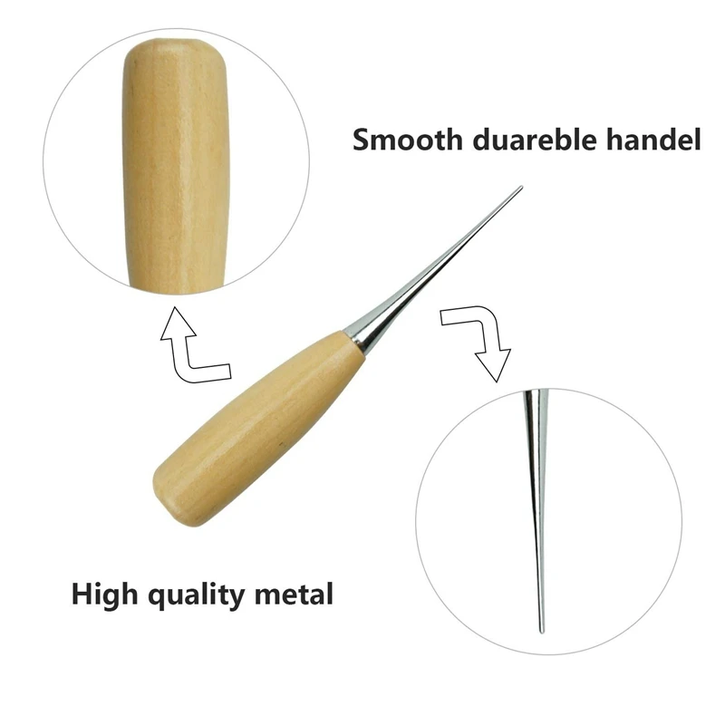 13 Pieces Leather craft Edge Skiving Beveler Multi-size Solid Wood Leather craft Edge Slicker Burnisher, Sanding Strip Wool Daub