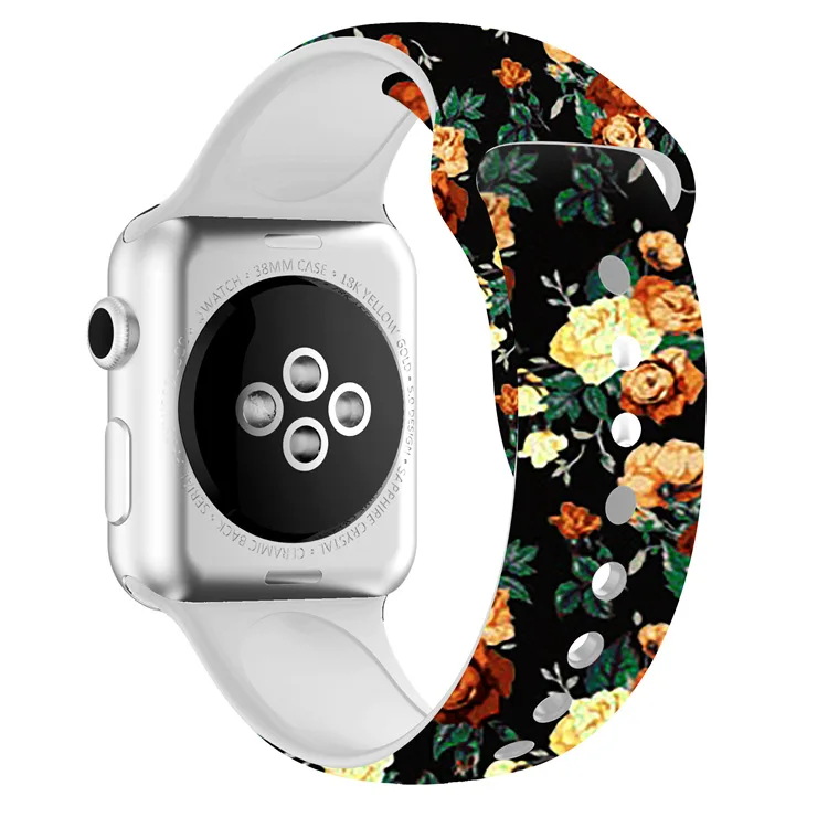 Ремешок с принтом для apple watch 5, 4, ремешок 44 мм, 40 мм, iwatch 5, 4, 3, 2, 1, ремешок 42 мм, 38 мм, спортивный силиконовый браслет, наручный ремень, аксессуары