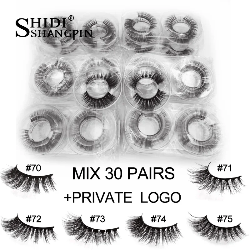 MIX30PAIRS WITH LOGO 3d ресницы серо-коричневого цвета 20 Вт, 30 Вт, 40/50/100 пар пушистые накладные ресницы натуральные длинные макияж объем ресниц оптом - Color: MIX30PAIRS WITH LOGO