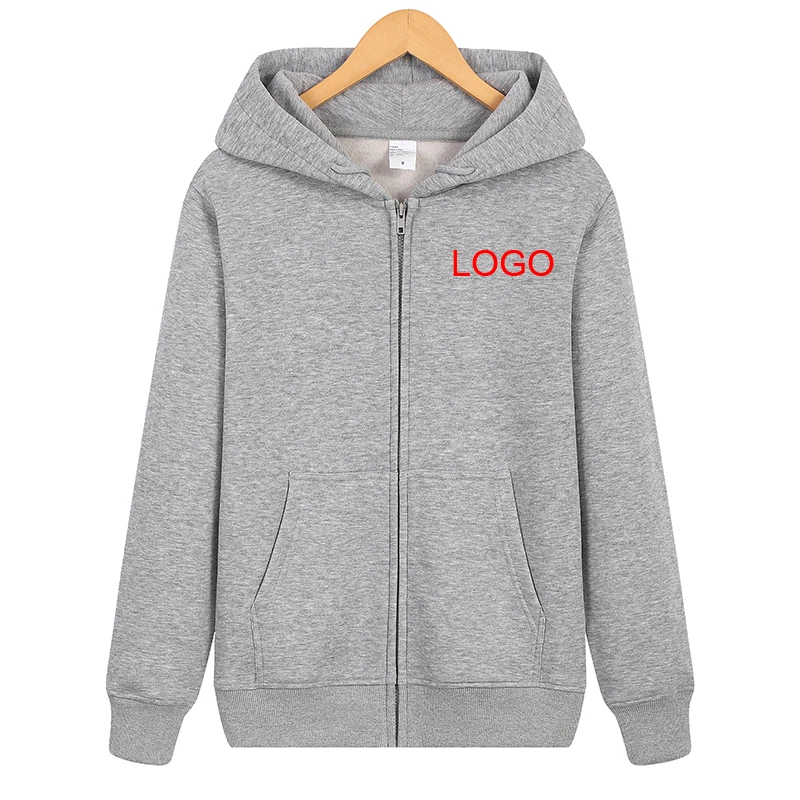 

Wholesale Fleece Hoodie with Custom Embroidery Gym Club Own Logo Sweater Pullover Zipper Hoody