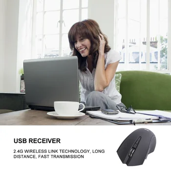 

U Shaped USB Gaming Wireless Mouse Gamer 2.4GHz Mini Receiver 6 Keys Computer Mouse Gamer Mice for Computer PC Laptop (Black)