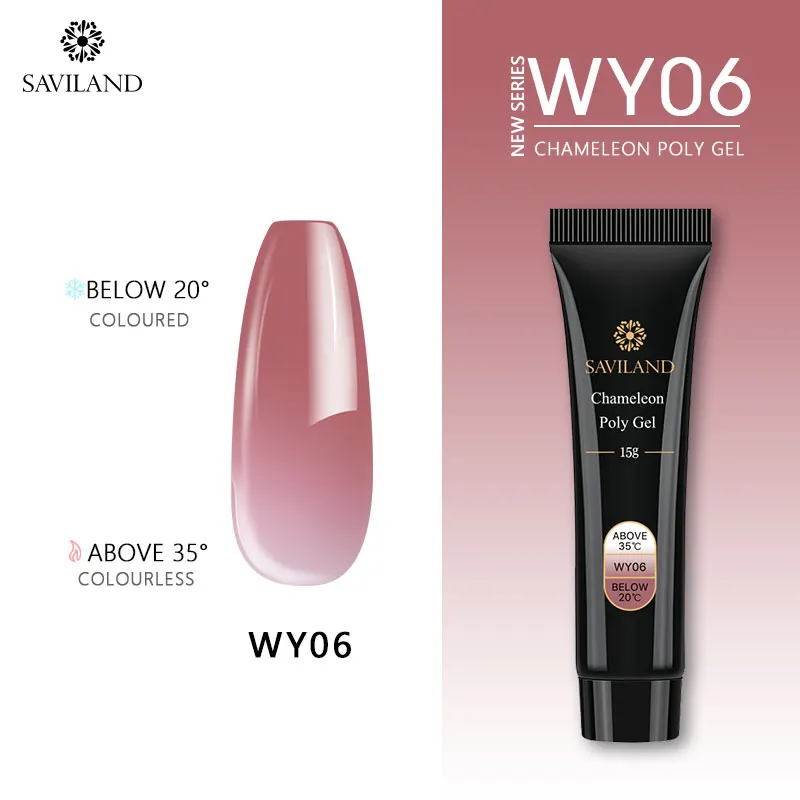 Chameleon Gel WY06 Saviland 15 мл цветной полигель 60 цветов Быстрый строительный тепловой флуоресцентный Poli УФ гель лак светится в темноте для дизайна ногтей - Цвет: Chameleon Gel WY06