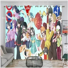 Folio – rideau de fenêtre dessin animé japonais, une pièce, joli traitement de fenêtre Kawaii, décoration Textile pour la maison