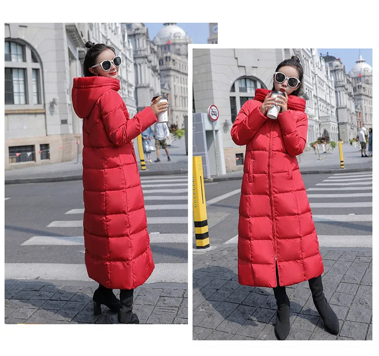 Hot Selling Wholesale Winter New Style Foreign Trade down Jacket Women's Mid-length Slim Fit over-the-Knee Coat Women's Thi