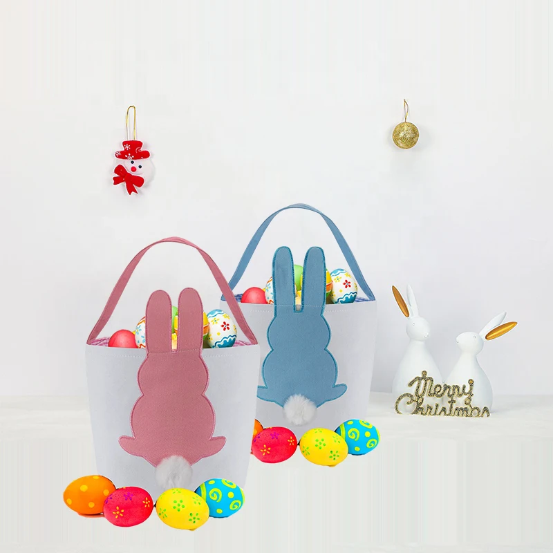 50pcs Wholesale Bunny Easter Bag Cute Home Decor with Pom Pom Bunny