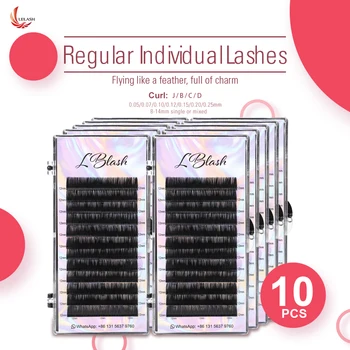 

10CASE Eyelashes Extension Silk Fiber Individual False Eyelash Extensions Classic Natural Lash Extension Supply Russian Lashes