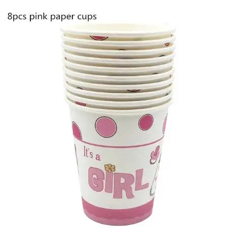 pink cup Вечерние столовые приборы это мальчик девочка Салфетка под тарелку кружку баннер День Рождения Декор детский душ Дети Пол раскрыть вечерние принадлежности - Цвет: pink cup
