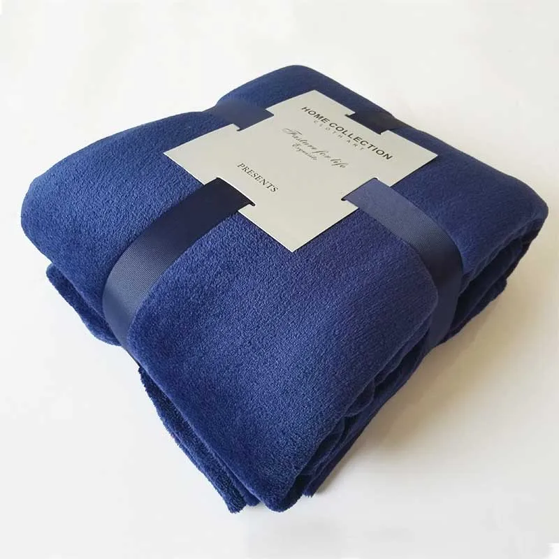 dark blue Супер мягкое однотонное одеяло из кораллового флиса, фланелевое одеяло для дивана, s, для йоги, офиса, автомобиля, для использования, Осень-зима, уютное постельное белье - Цвет: dark blue